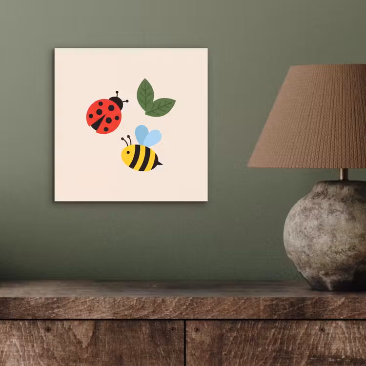 Alu-Dibond-Bild - Insekt – Blatt – Natur – Verspielt – Illustration — 3
