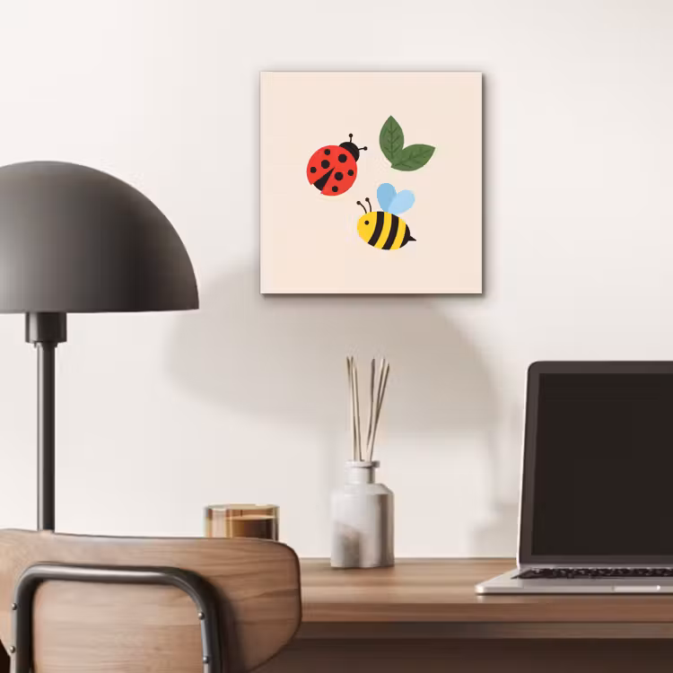 Alu-Dibond-Bild - Insekt – Blatt – Natur – Verspielt – Illustration — 6
