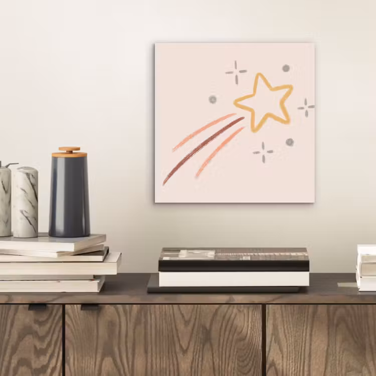 Alu-Dibond-Bild - Stern – Fallend – Illustration – Pastell — 2