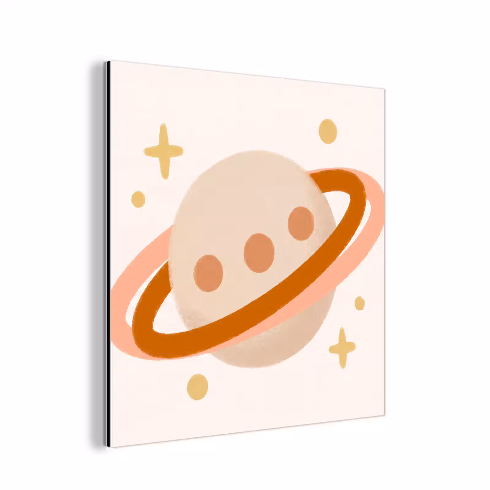Alu-Dibond-Bild - Planet – Ringe – Weltraum – Illustration – Beige — 1