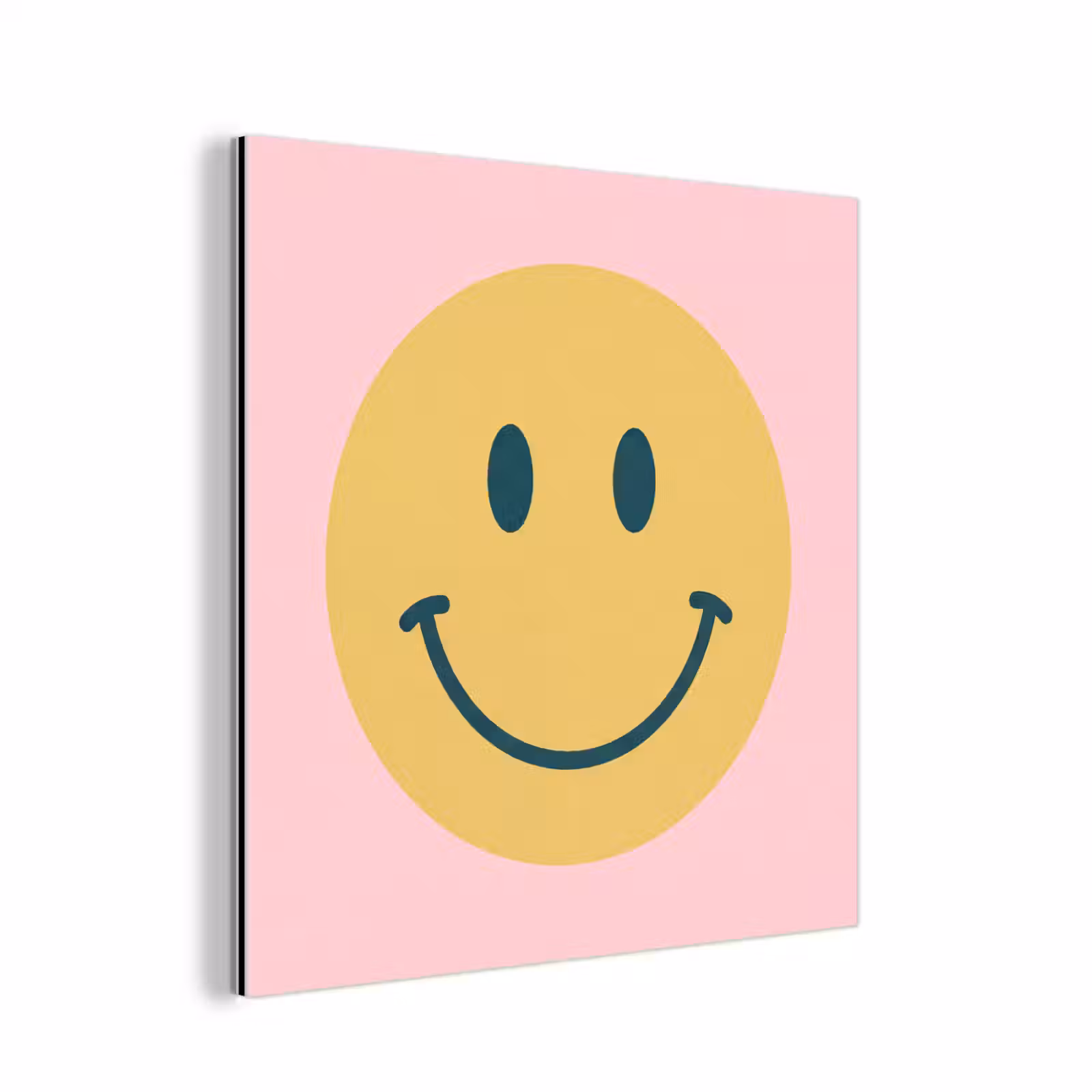 Alu-Dibond-Bild - Smiley – Gelb – Rosa – Symbol – Minimalistisch — 1