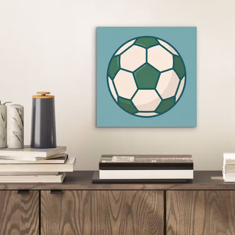 Alu-Dibond-Bild - Fußball – Geometrisch – Sport – Illustration – Blaugrün — 2