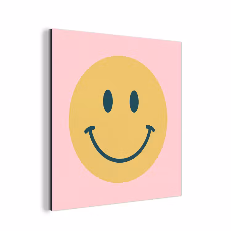 Alu-Dibond-Bild - Smiley – Gelb – Rosa – Symbol – Minimalistisch — 1
