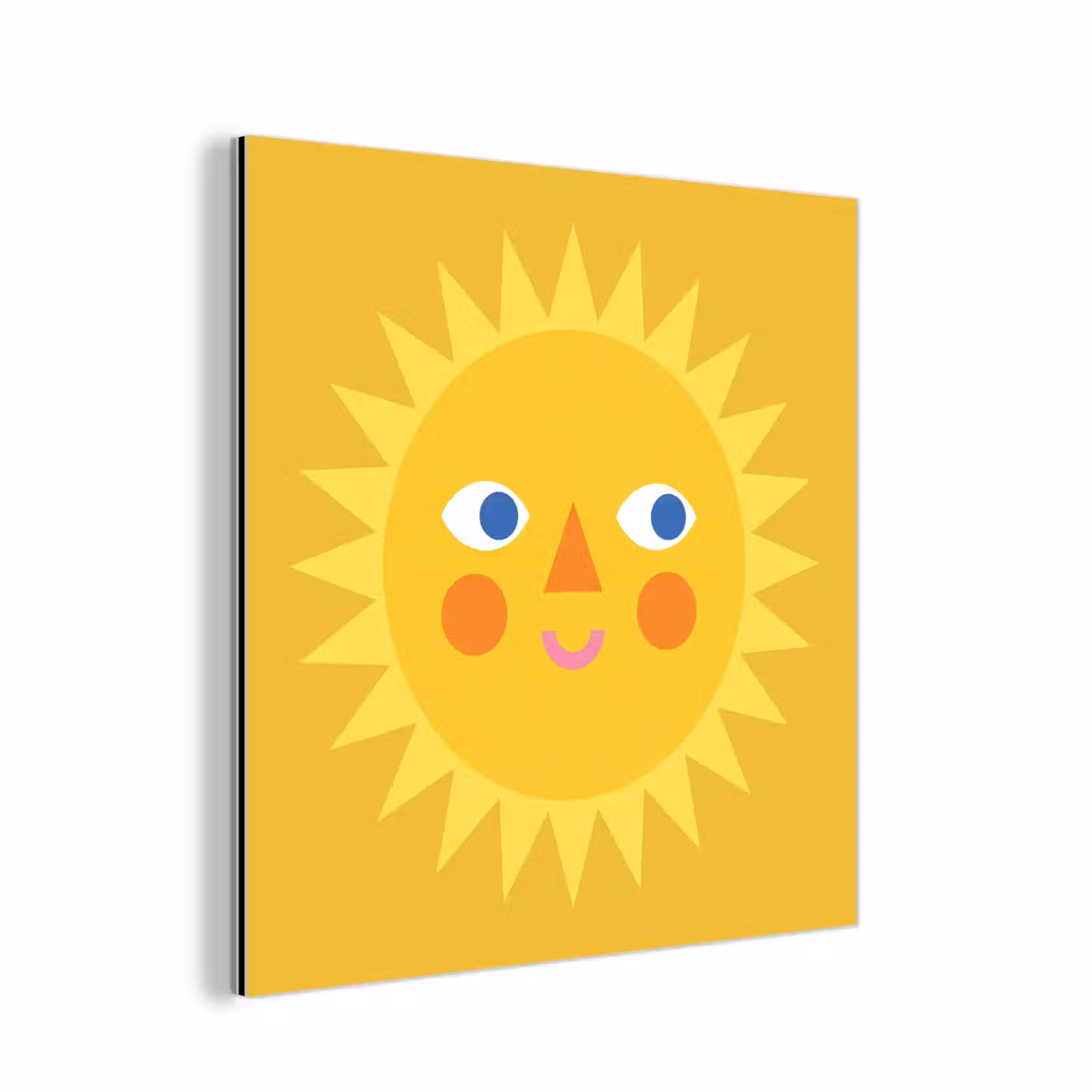 Alu-Dibond-Bild - Sonne – Gesicht – Sommer – Illustration – Gelb — 1