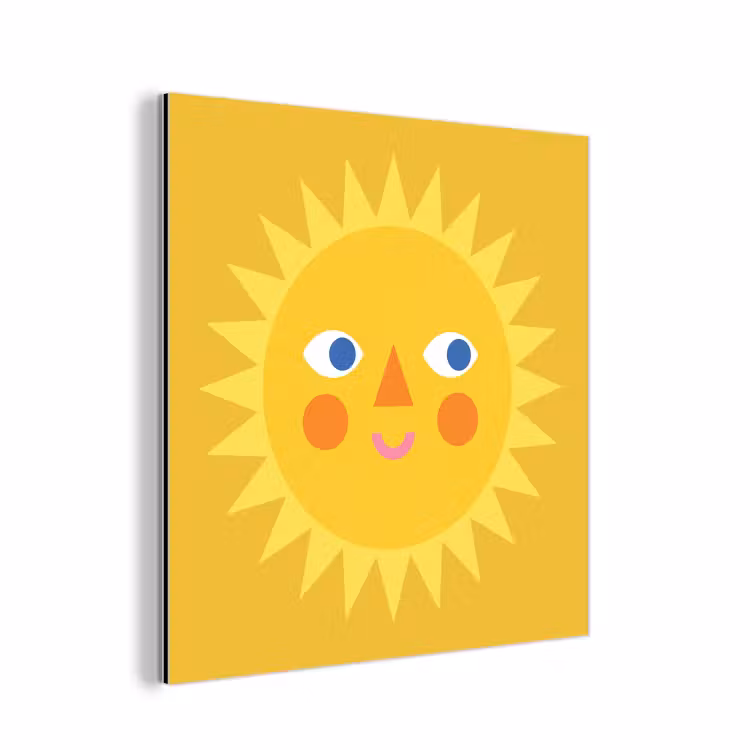 Alu-Dibond-Bild - Sonne – Gesicht – Sommer – Illustration – Gelb — 1
