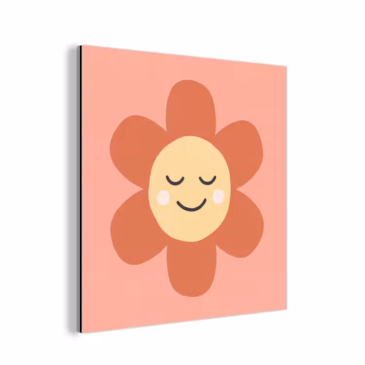 Alu-Dibond-Bild - Blumen – Zeichentrickfilm – Kind – Rosa — 1