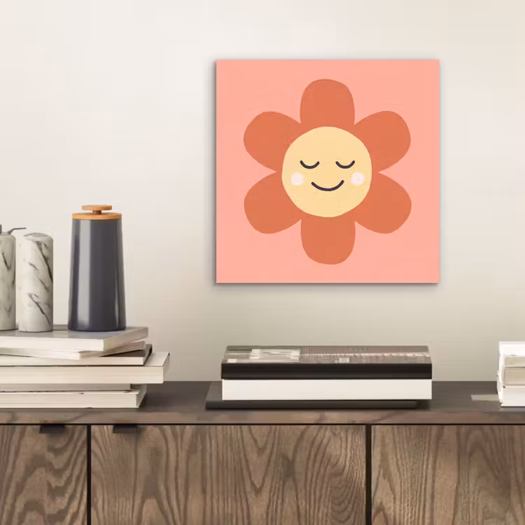 Alu-Dibond-Bild - Blumen – Zeichentrickfilm – Kind – Rosa — 2