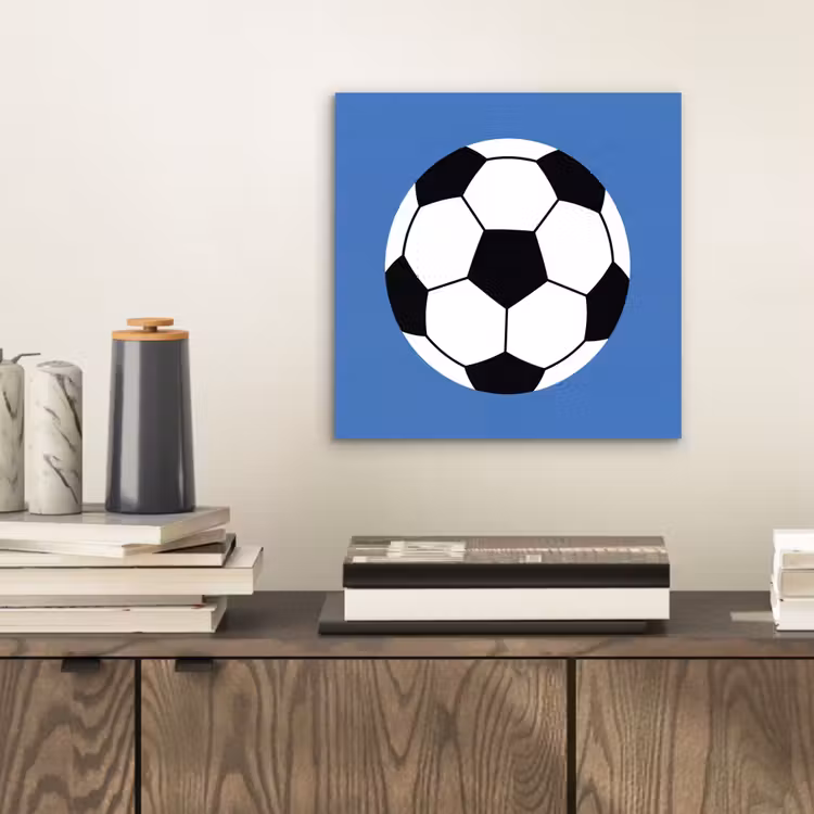 Alu-Dibond-Bild - Fußball – Schwarz-Weiß – Sport – Illustration – Blau — 2