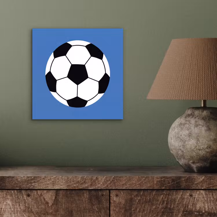 Alu-Dibond-Bild - Fußball – Schwarz-Weiß – Sport – Illustration – Blau — 3