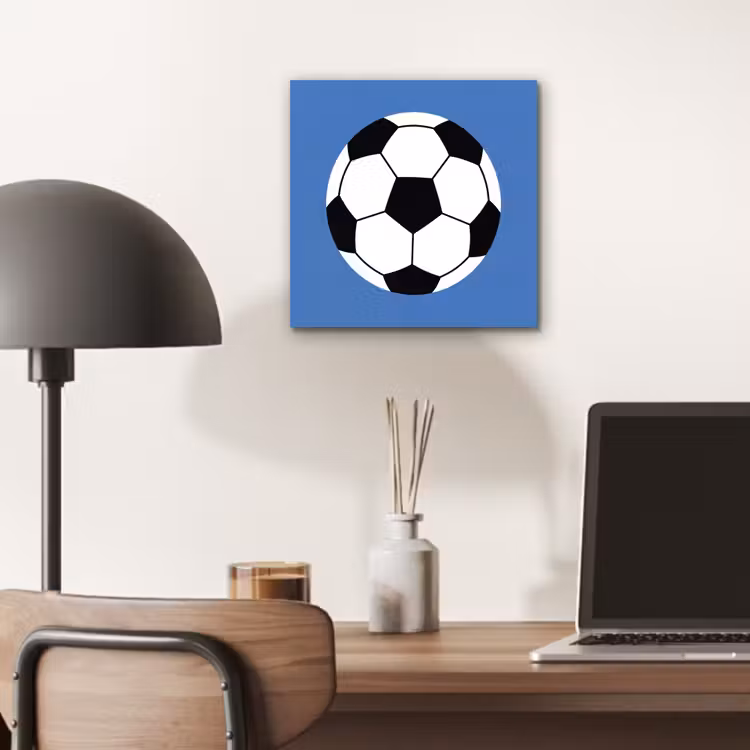 Alu-Dibond-Bild - Fußball – Schwarz-Weiß – Sport – Illustration – Blau — 6
