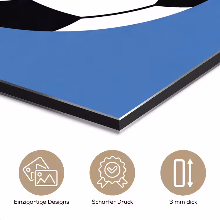 Alu-Dibond-Bild - Fußball – Schwarz-Weiß – Sport – Illustration – Blau — 7