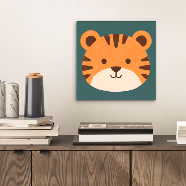 Alu-Dibond-Bild - Tiere – Kopf – Orange – Illustration – Modern — 2
