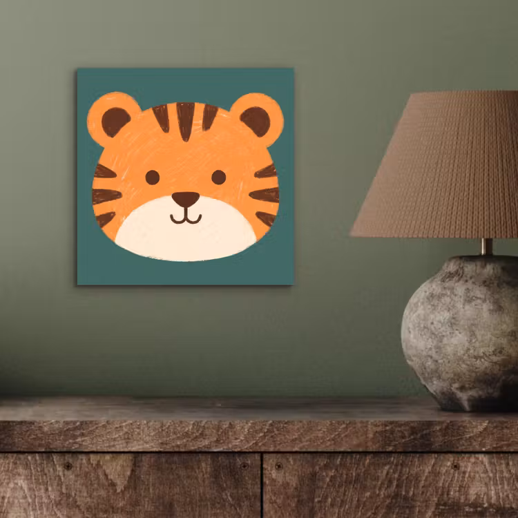 Alu-Dibond-Bild - Tiere – Kopf – Orange – Illustration – Modern — 3