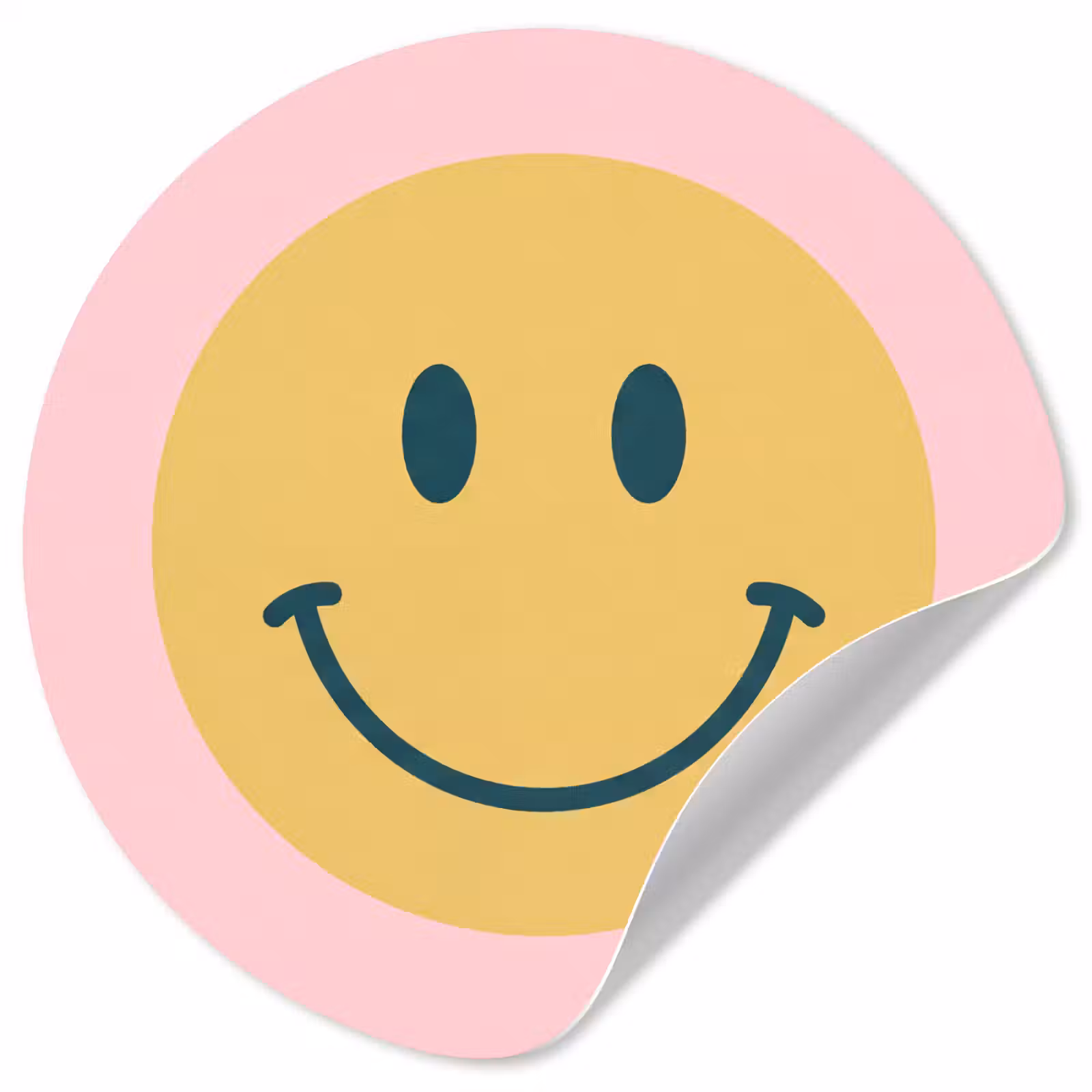 Runde Tapete - Smiley – Gelb – Rosa – Symbol – Minimalistisch — 1