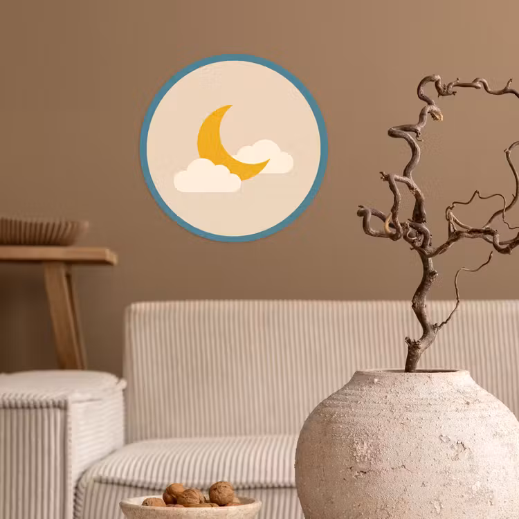 Runde Tapete - Mond – Wolken – Natur – Abstrakt – Gelb — 2