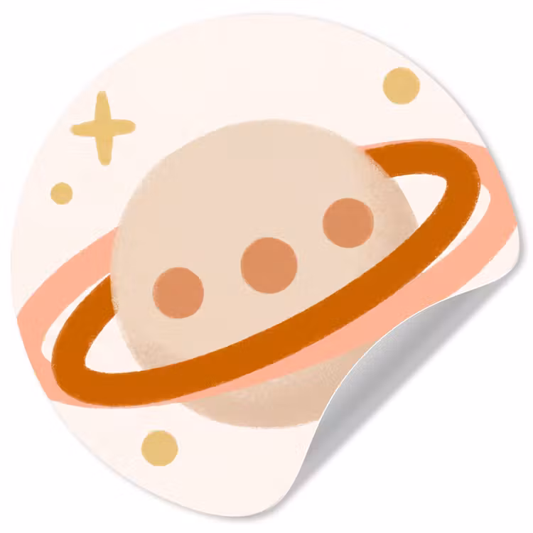 Runde Tapete - Planet – Ringe – Weltraum – Illustration – Beige — 1