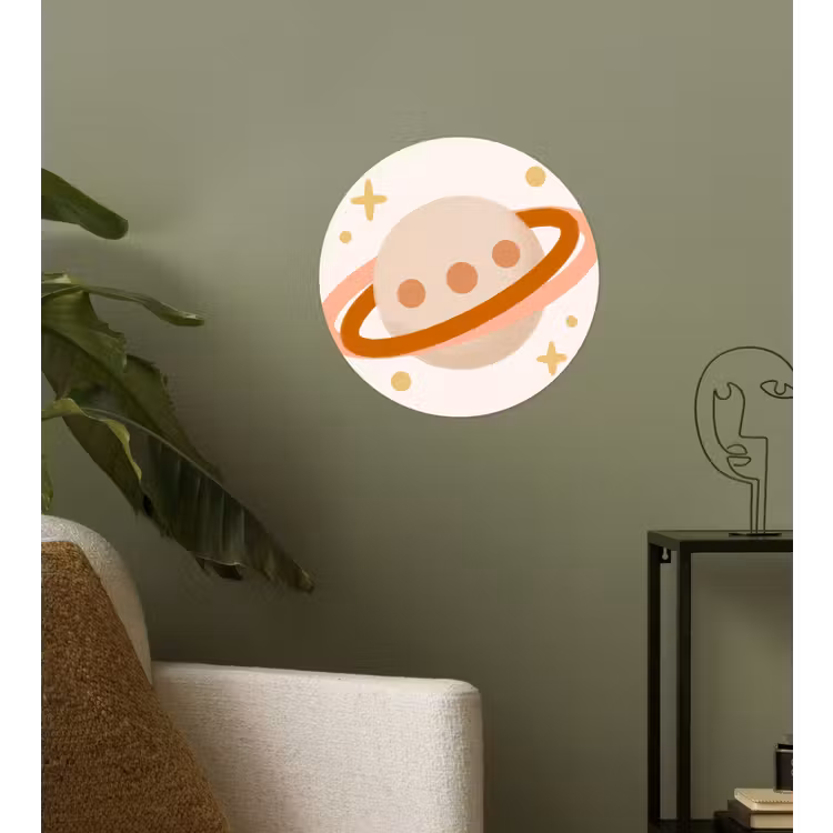 Runde Tapete - Planet – Ringe – Weltraum – Illustration – Beige — 3