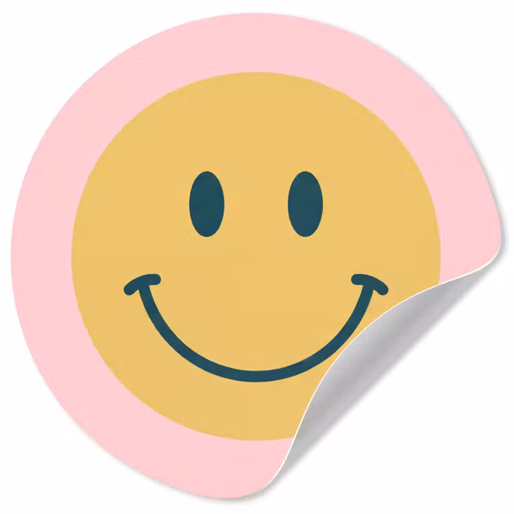 Runde Tapete - Smiley – Gelb – Rosa – Symbol – Minimalistisch — 1