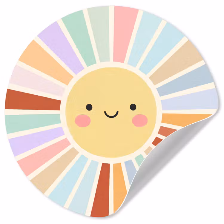 Runde Tapete - Sonne – Strahlen – Fröhlich – Bunt – Abstrakt — 1