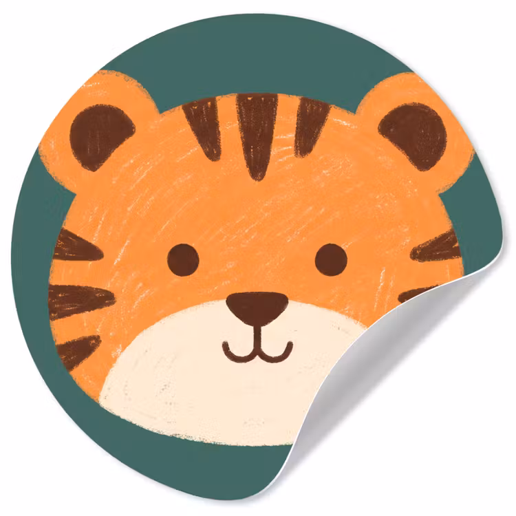 Runde Tapete - Tiere – Kopf – Orange – Illustration – Modern — 1