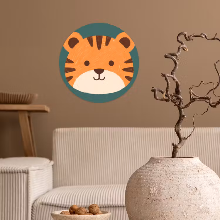Runde Tapete - Tiere – Kopf – Orange – Illustration – Modern — 2