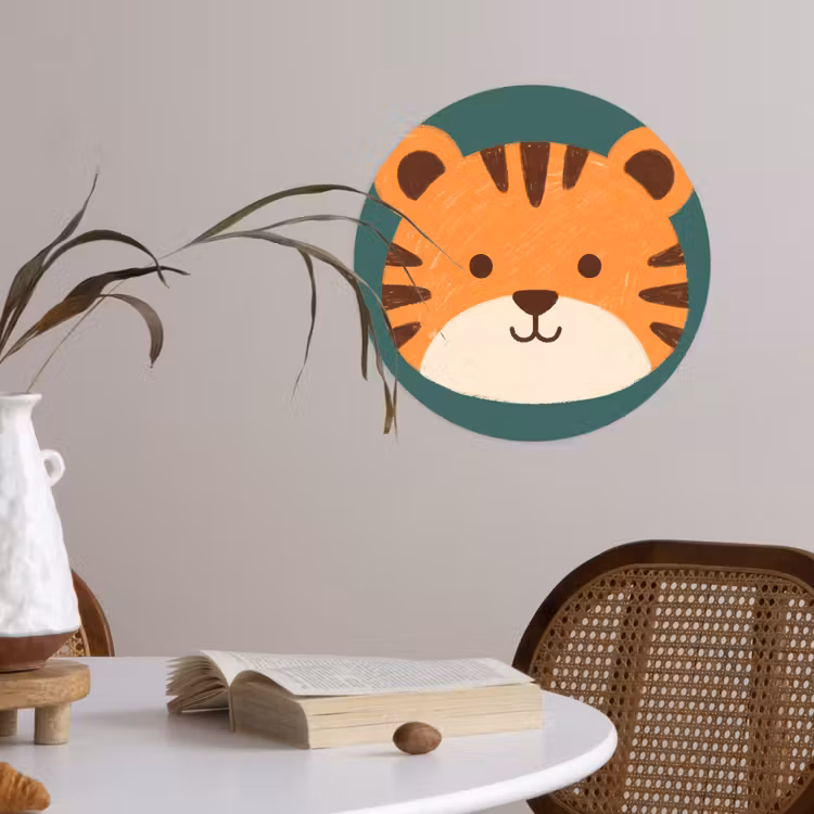 Runde Tapete - Tiere – Kopf – Orange – Illustration – Modern — 4