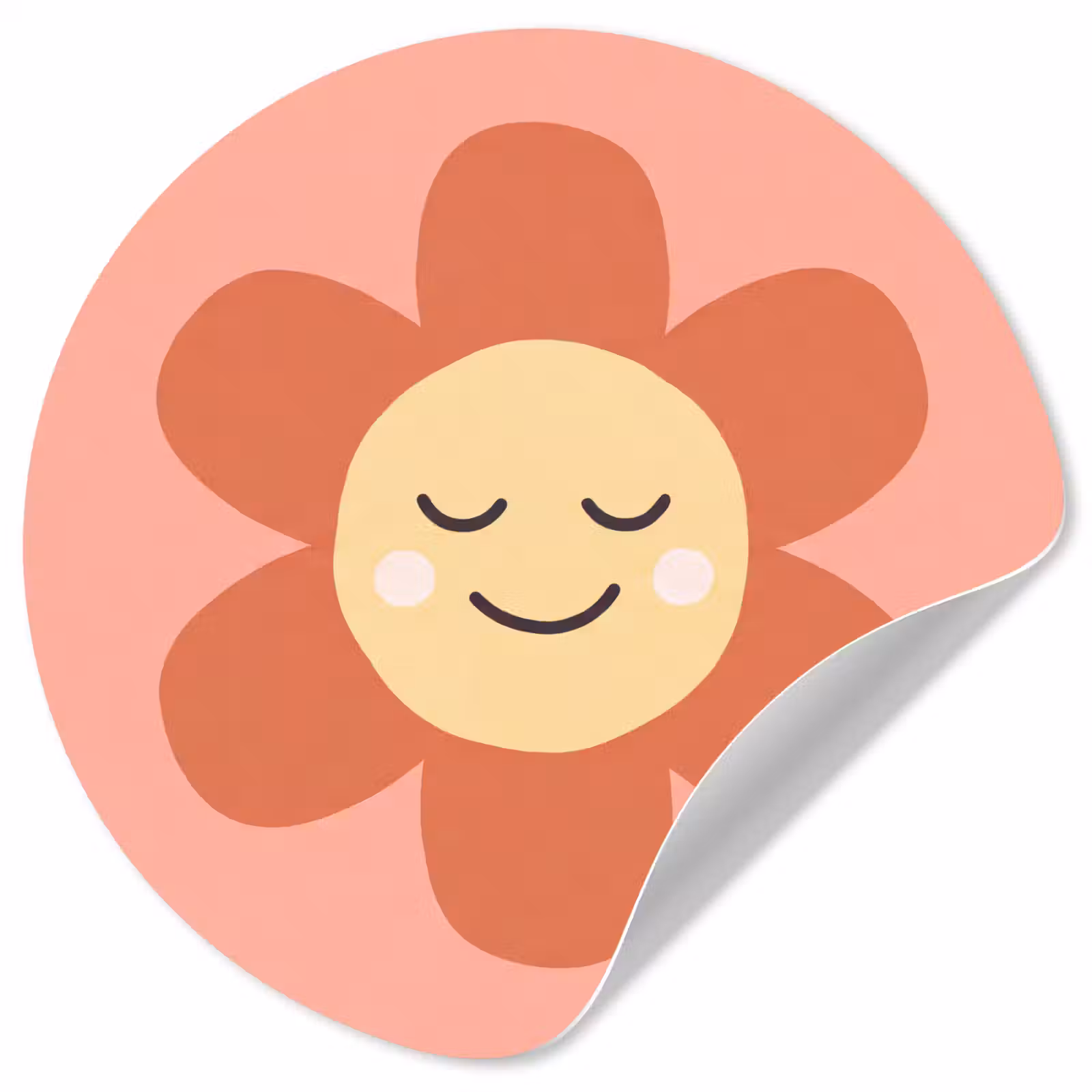Runde Tapete - Blumen – Zeichentrickfilm – Kind – Rosa — 1