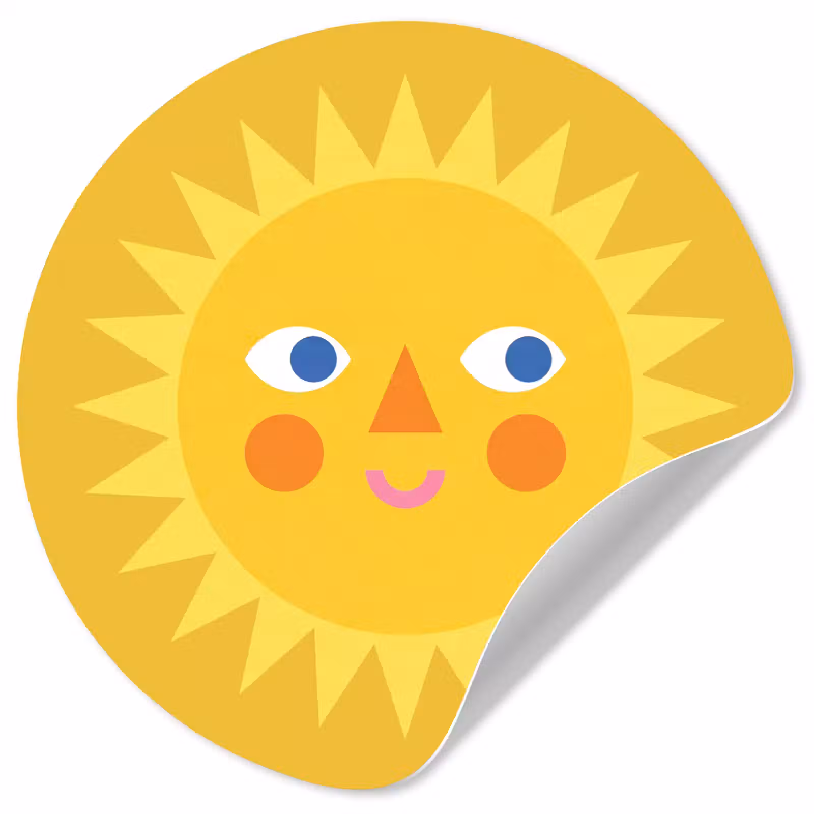 Runde Tapete - Sonne – Gesicht – Sommer – Illustration – Gelb — 1