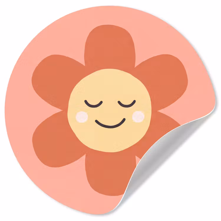 Runde Tapete - Blumen – Zeichentrickfilm – Kind – Rosa — 1