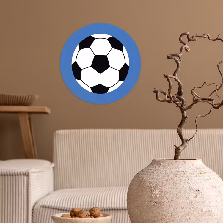 Runde Tapete - Fußball – Schwarz-Weiß – Sport – Illustration – Blau — 2