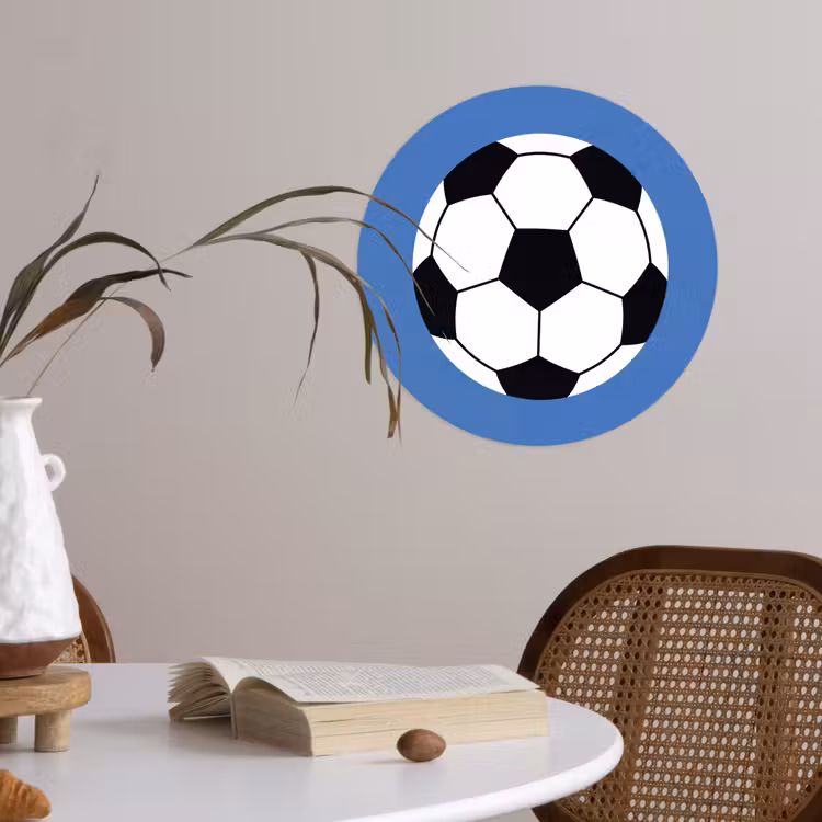 Runde Tapete - Fußball – Schwarz-Weiß – Sport – Illustration – Blau — 4