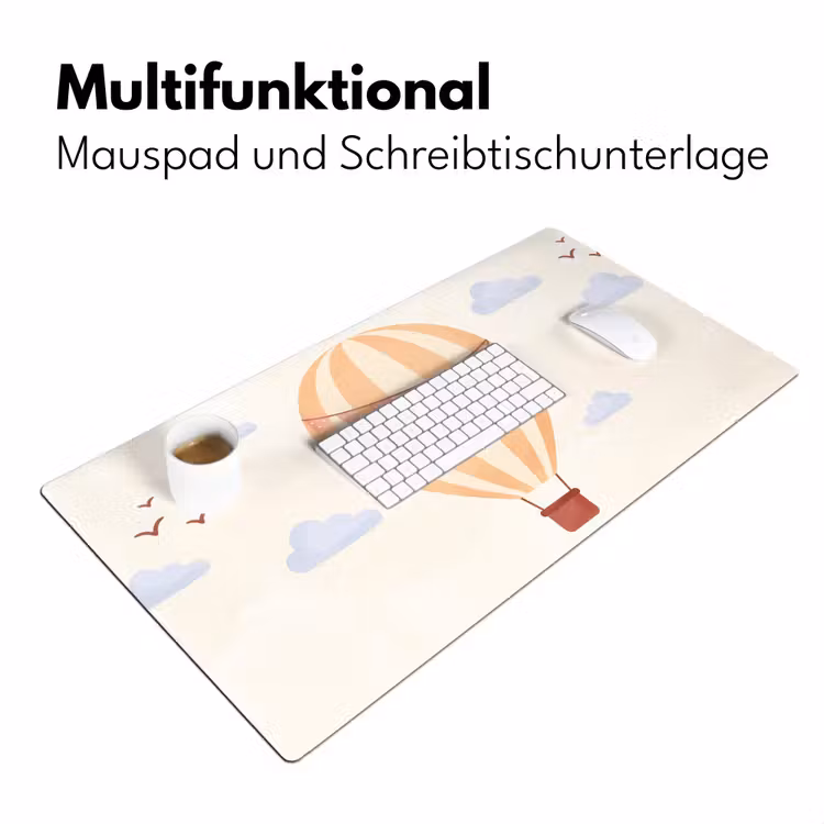 Schreibtischunterlage - Heißluftballon – Wolken – Illustration – Sanft – Kinderzimmer — 4