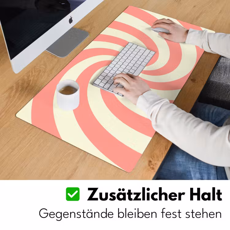 Schreibtischunterlage - Spirale – Muster – Abstrakt – Rosa – Beige — 3