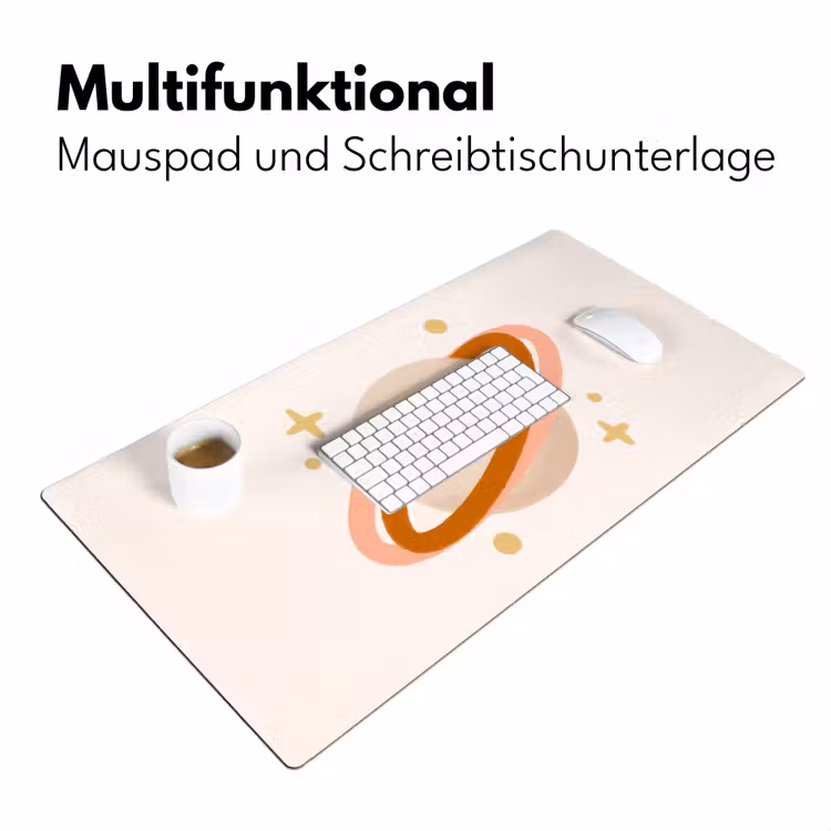 Schreibtischunterlage - Planet – Ringe – Weltraum – Illustration – Beige — 4