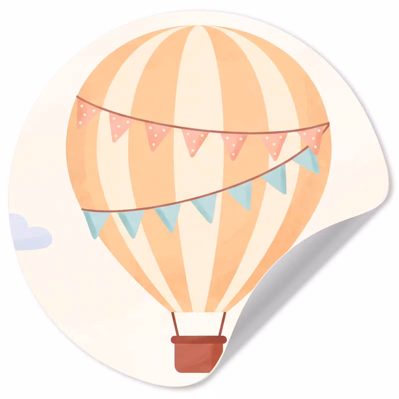 Runde Tapete - Heißluftballon – Wolken – Illustration – Sanft – Kinderzimmer — 1
