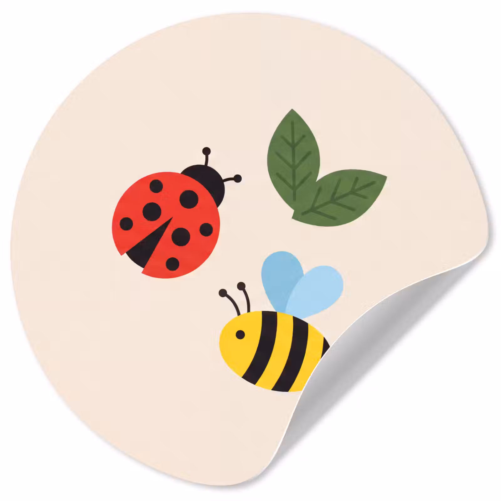 Runde Tapete - Insekt – Blatt – Natur – Verspielt – Illustration — 1
