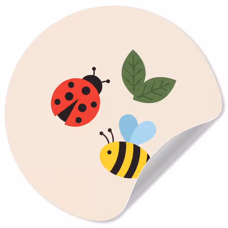 Runde Tapete - Insekt – Blatt – Natur – Verspielt – Illustration — 1