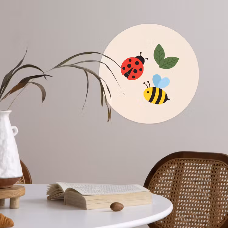Runde Tapete - Insekt – Blatt – Natur – Verspielt – Illustration — 4