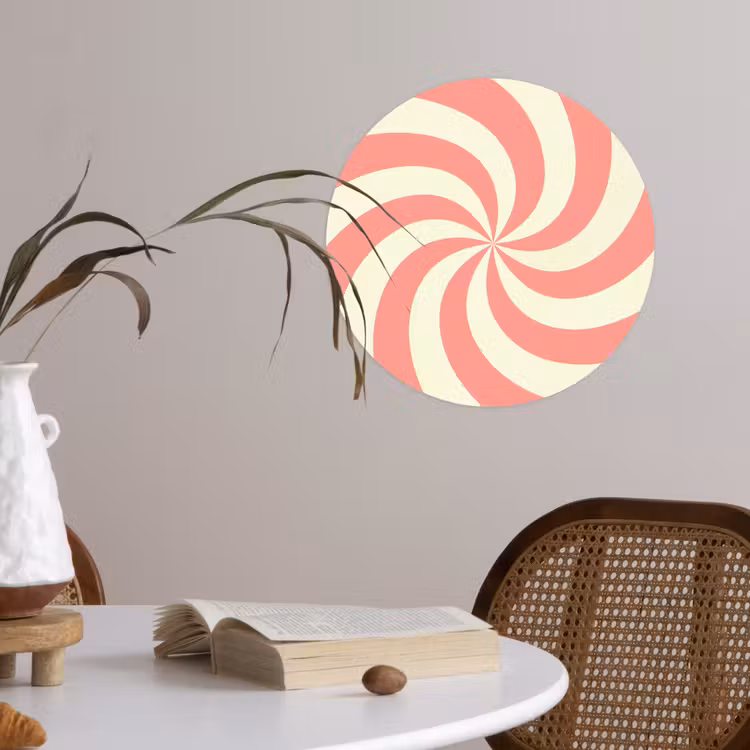 Runde Tapete - Spirale – Muster – Abstrakt – Rosa – Beige — 4