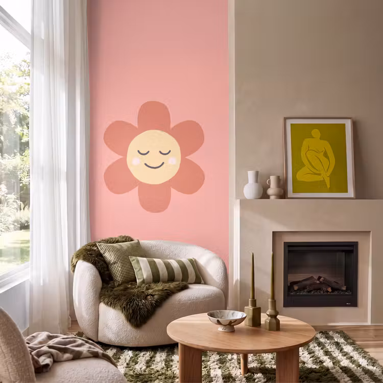 Tapete - Blumen – Zeichentrickfilm – Kind – Rosa — 1