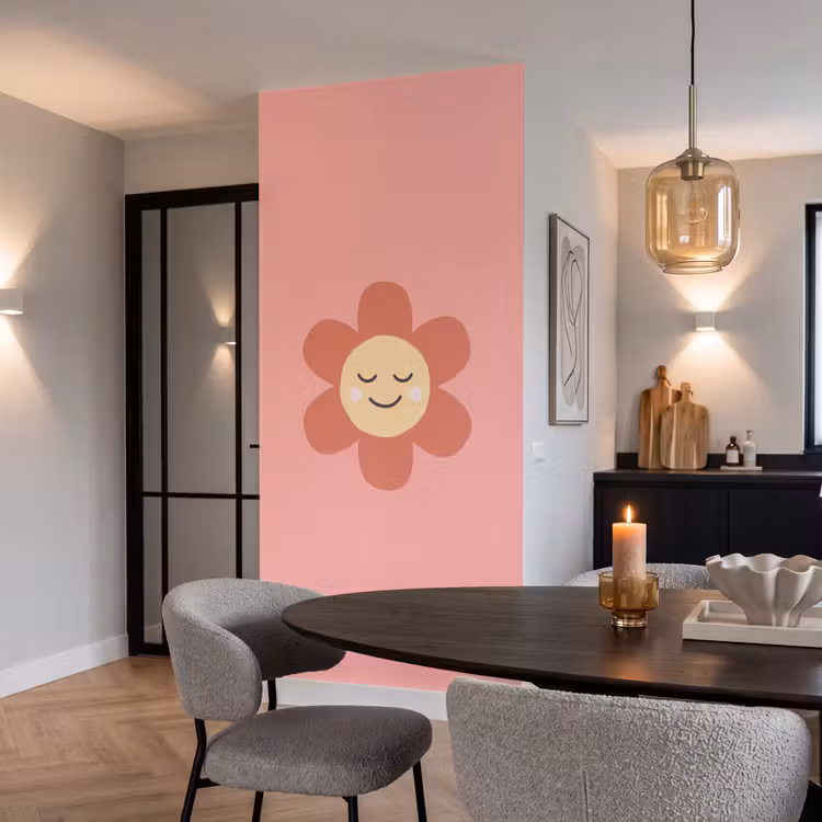 Tapete - Blumen – Zeichentrickfilm – Kind – Rosa — 5