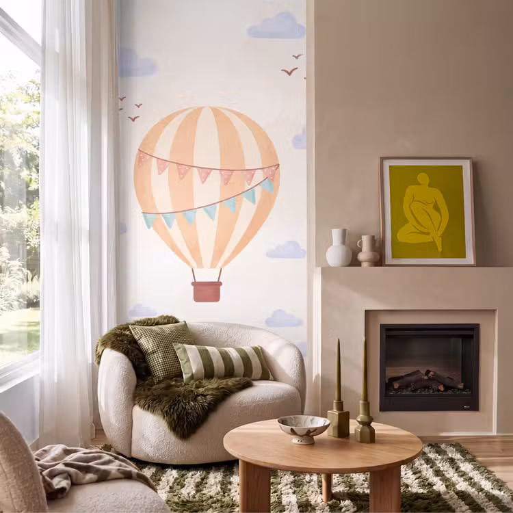 Tapete - Heißluftballon – Wolken – Illustration – Sanft – Kinderzimmer — 1