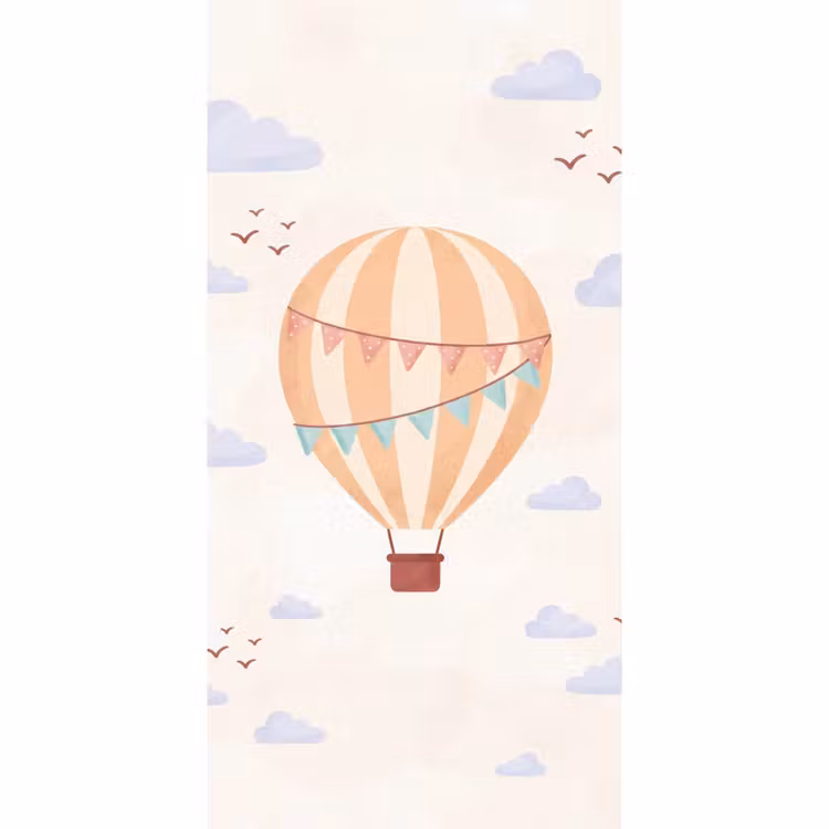 Tapete - Heißluftballon – Wolken – Illustration – Sanft – Kinderzimmer — 2