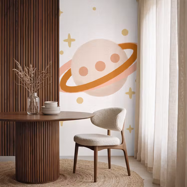 Tapete - Planet – Ringe – Weltraum – Illustration – Beige — 4
