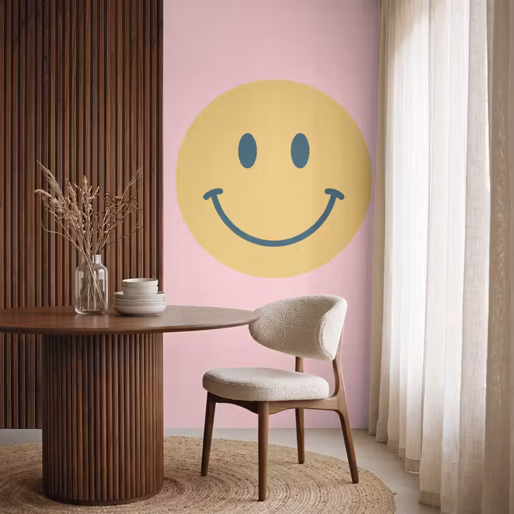 Tapete - Smiley – Gelb – Rosa – Symbol – Minimalistisch — 4