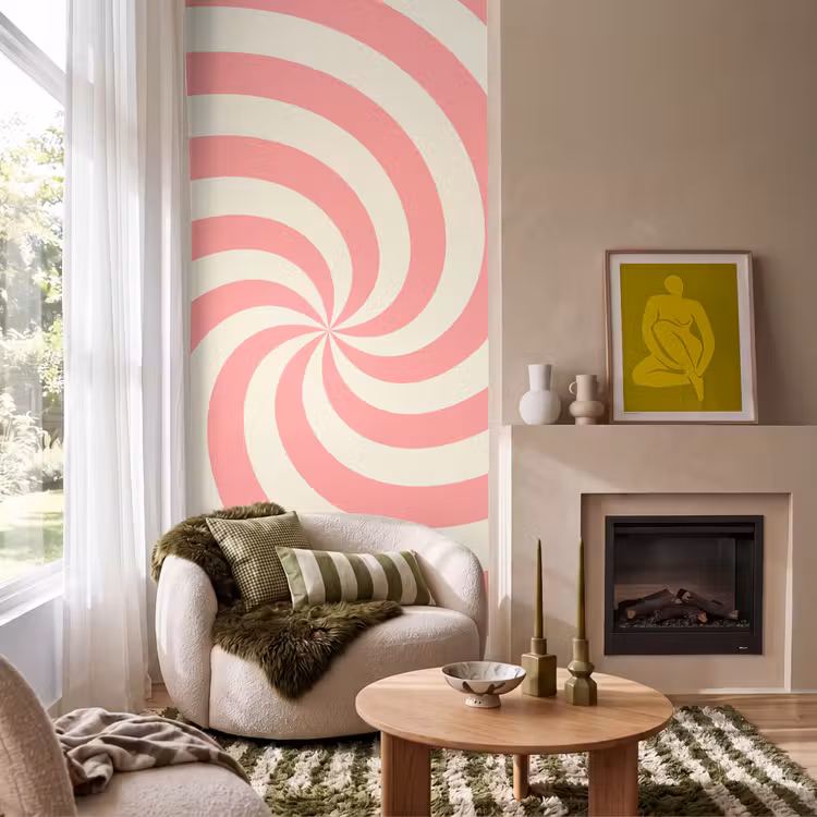 Tapete - Spirale – Muster – Abstrakt – Rosa – Beige — 1