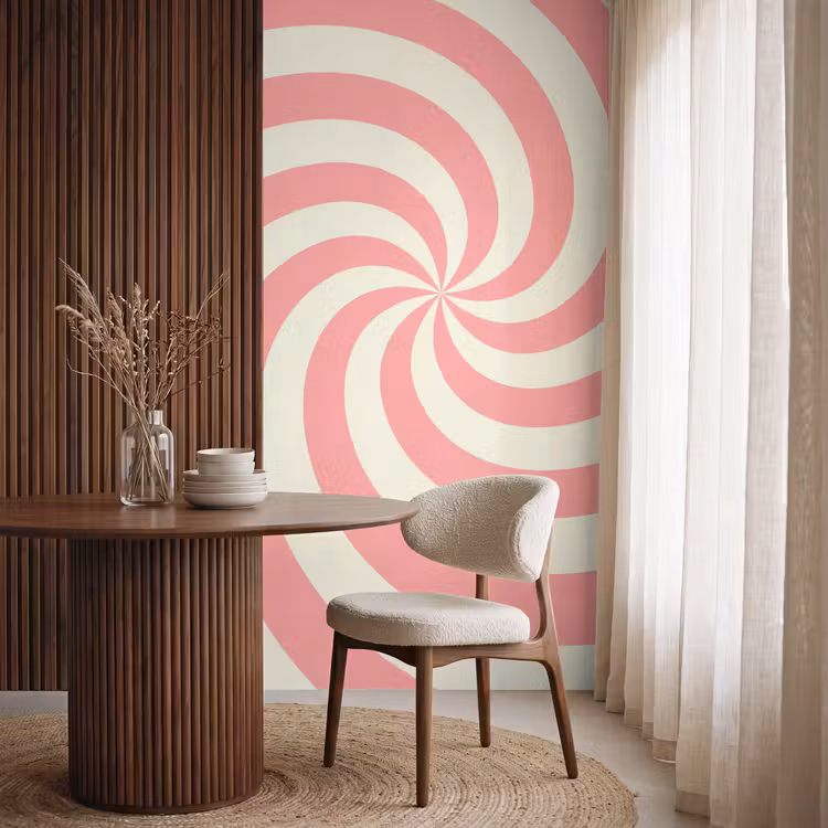 Tapete - Spirale – Muster – Abstrakt – Rosa – Beige — 4