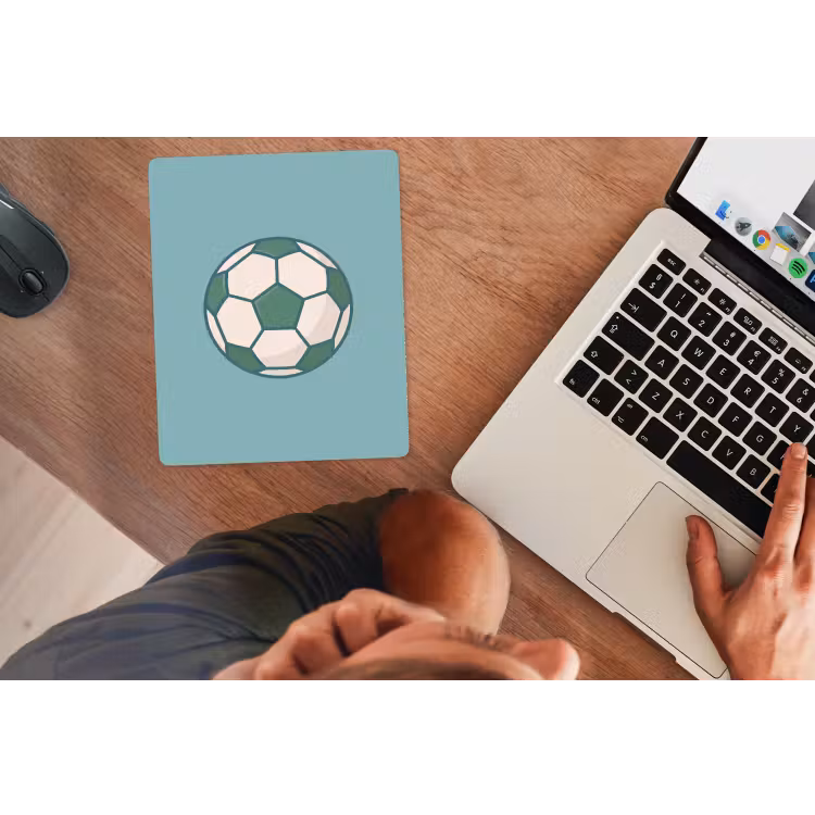 Mauspad - Fußball – Geometrisch – Sport – Illustration – Blaugrün — 2