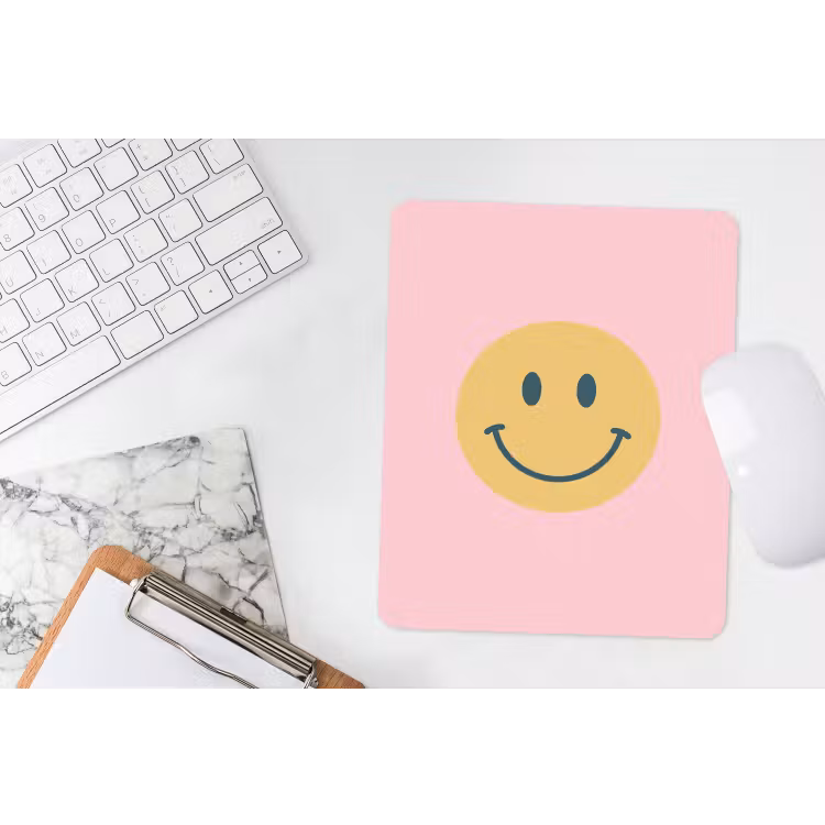 Mauspad - Smiley – Gelb – Rosa – Symbol – Minimalistisch — 4
