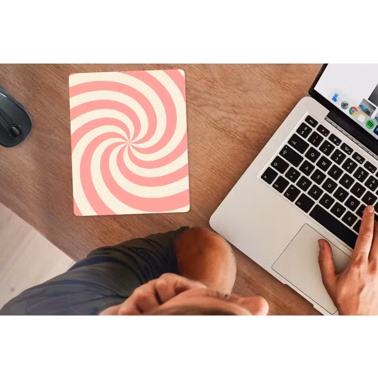 Mauspad - Spirale – Muster – Abstrakt – Rosa – Beige — 2